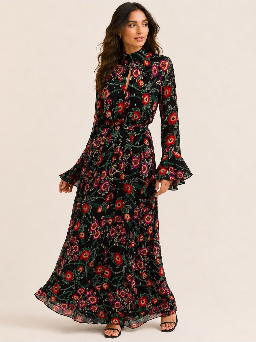 NWT MISA Los Angeles Floral Maxi Dress Backless Boho Small